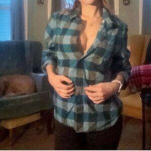 Woolrich Blue and Black Plaid Button-Down Shirt